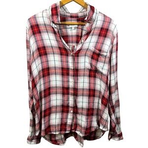 Lucky Brand Classic Red and White Plaid Flannel